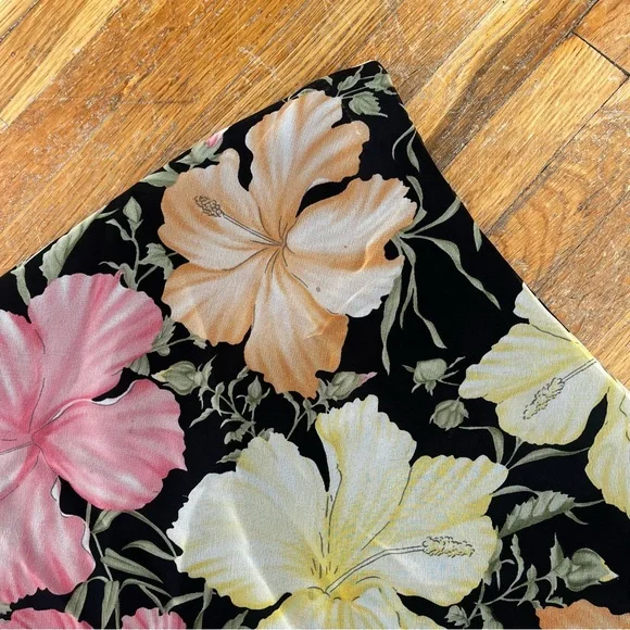 Cleo Floral A-Line Skirt - Black, Pink, Yellow - Picture 4 of 5